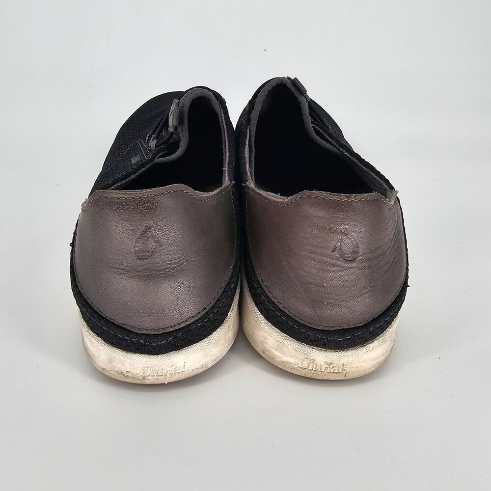 Olukai Mens Alapa Li Shoes 10.5 Black Woven Leather Accents Casual 10395-406C - Picture 4 of 9